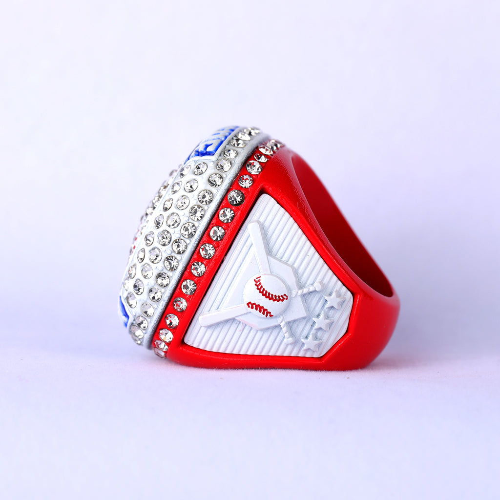 Baseball League Finalist Ring – Red, White & Blue Championship Style Award Ring