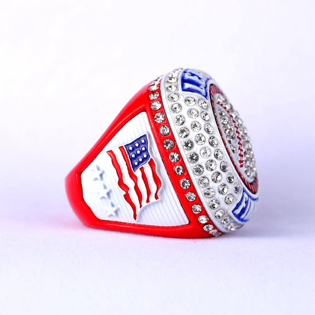 Baseball League Finalist Ring – Red, White & Blue Championship Style Award Ring