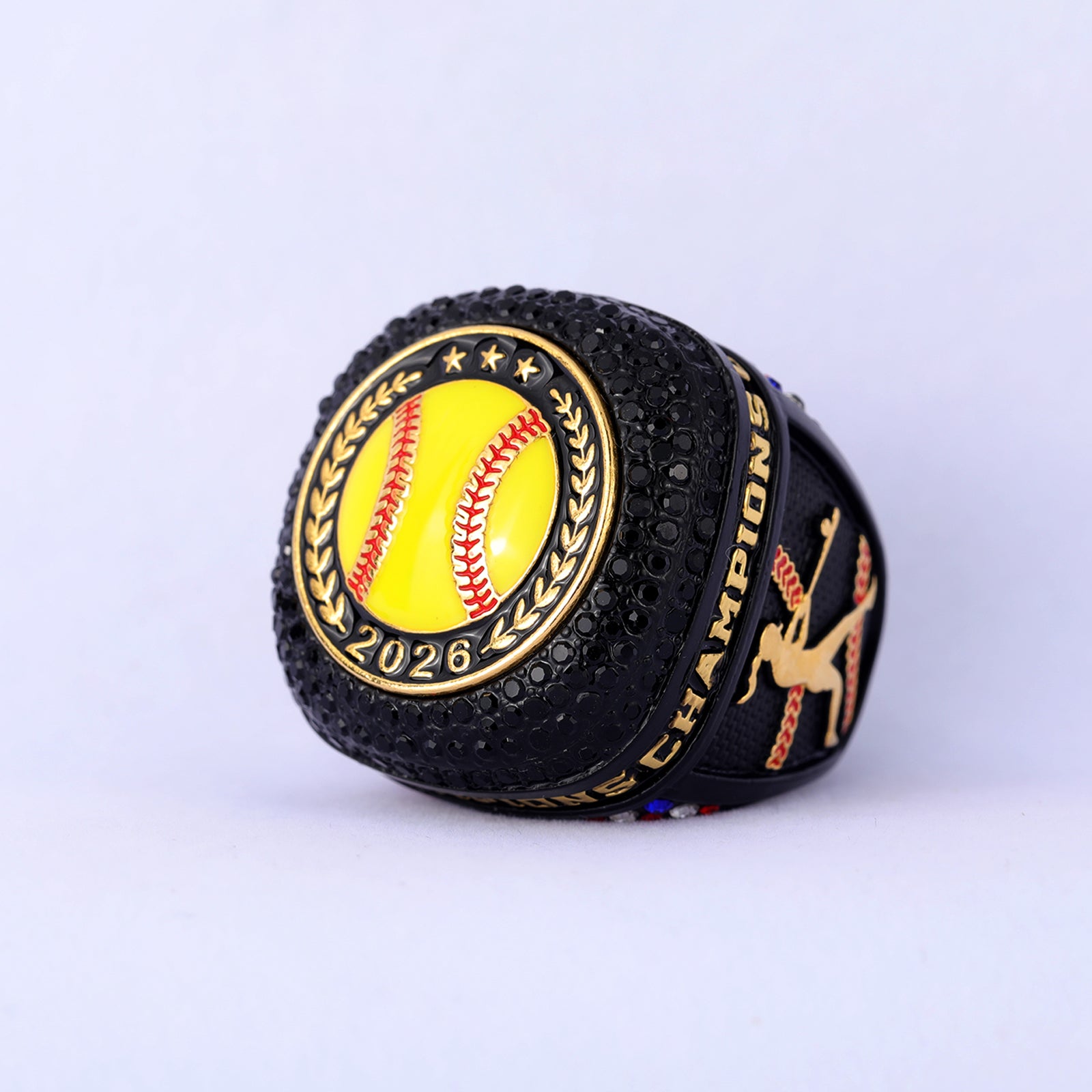 Youth League Champion Softball Ring – Black Ice Gold Edition