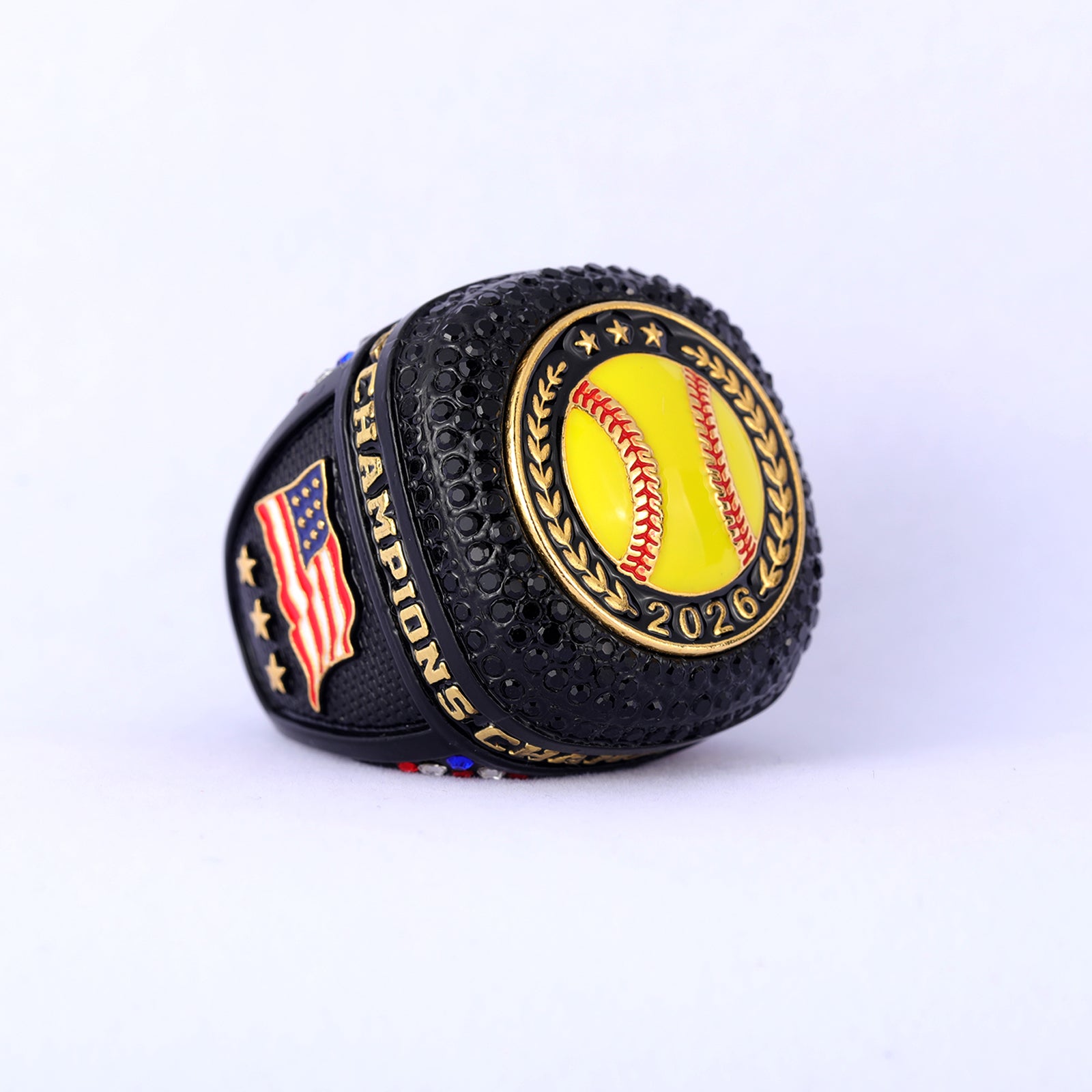 Youth League Champion Softball Ring – Black Ice Gold Edition