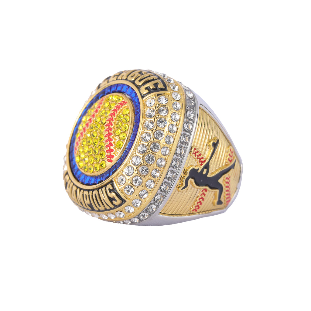 Softball League Champions Ring – Two-Tone Gold & Silver Championship Ring