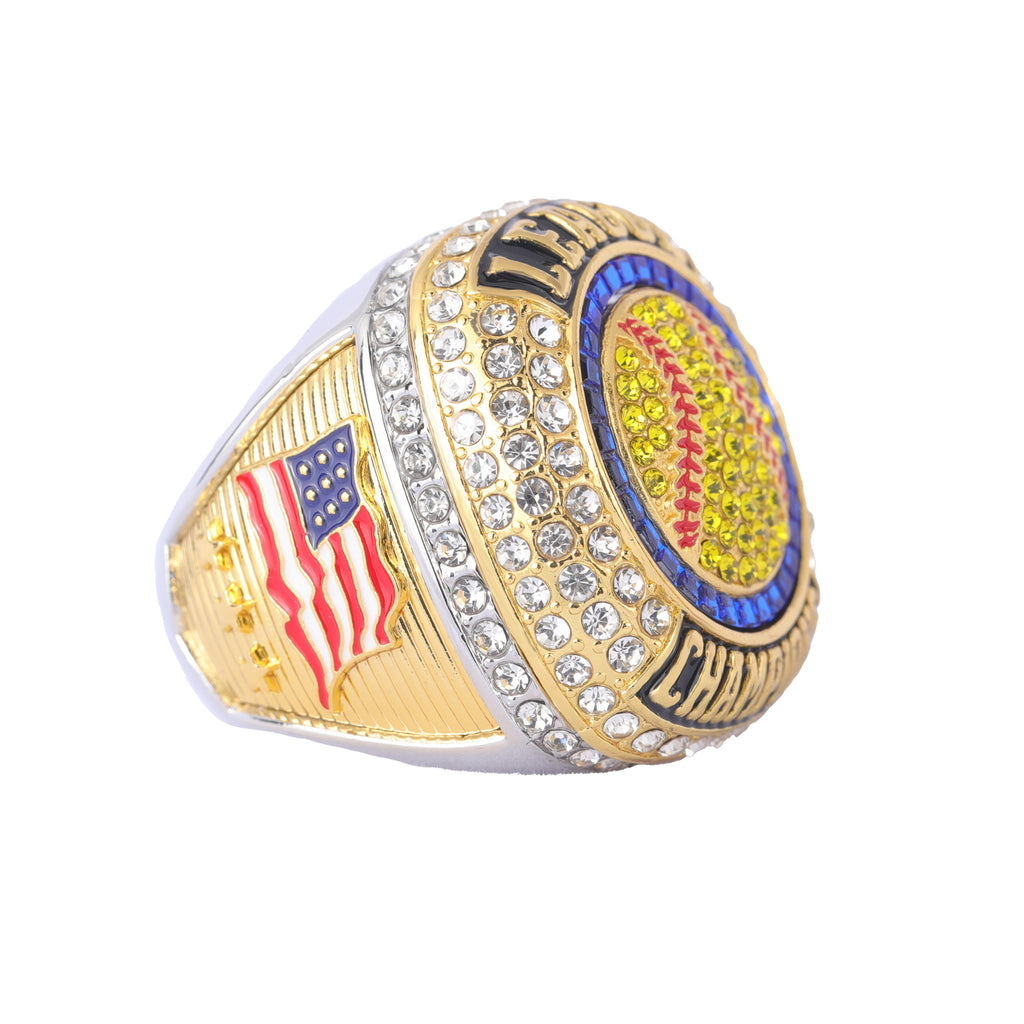 Softball League Champions Ring – Two-Tone Gold & Silver Championship Ring