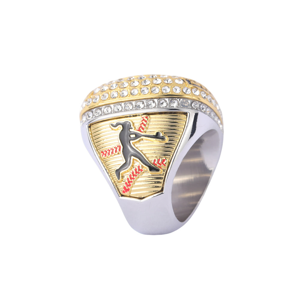 Softball League Champions Ring – Two-Tone Gold & Silver Championship Ring